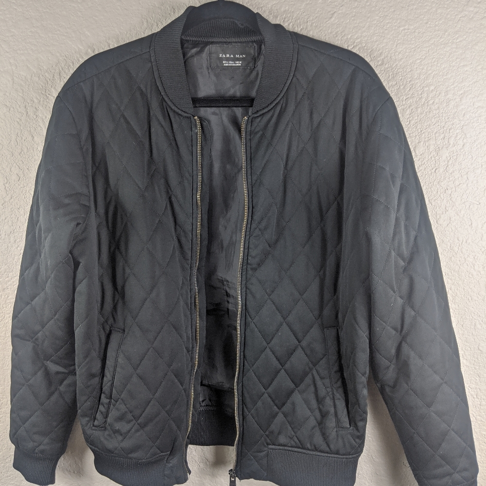 Men's Large Black ZARA Bomber Jacket
